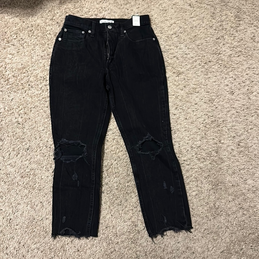 A&F Black Distressed Jeans